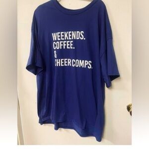 Blue Cheer Mom T-Shirt “Weekends, Coffee & Cheer Comps” Sz 3X